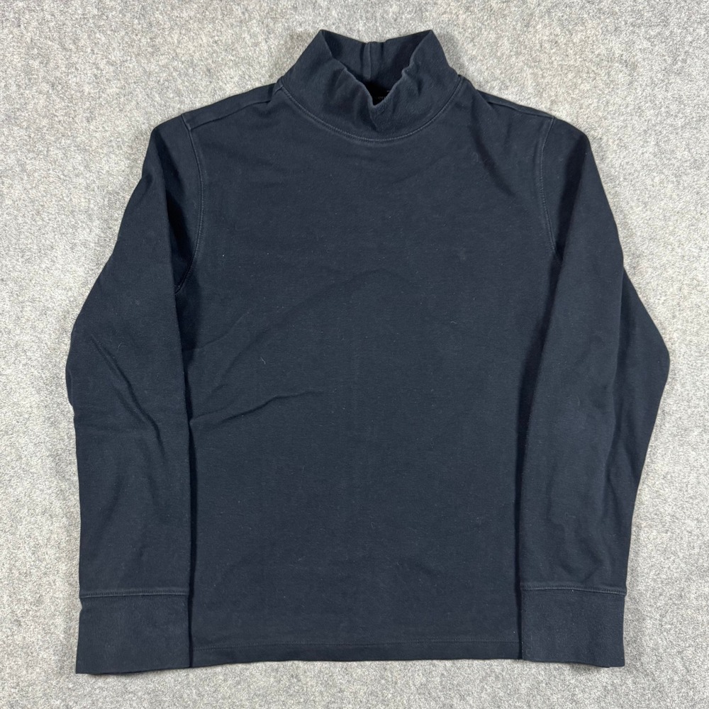 Valerie Stevens Top Womens L Navy Blue Mock Neck Long Sleeve 100% Cotton Casual